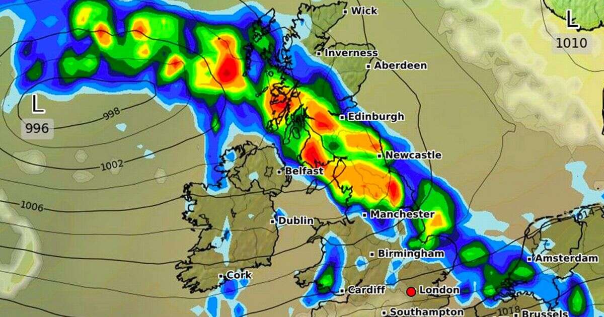 UK weather maps show horror 1,000-mile rain storm set to soak Brits in matter of daysWeather