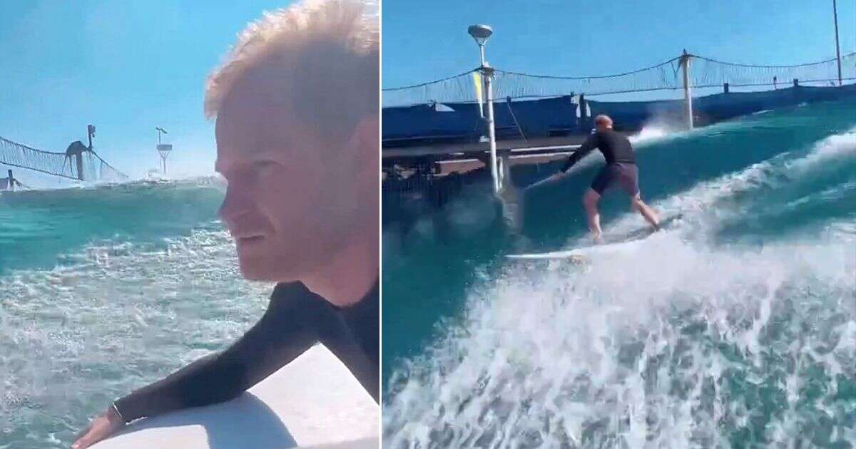 Prince Harry shows off surfing skills in incredible footage and fans all say same thing Prince Harry