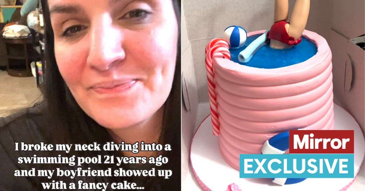 Video shows man praised for getting girlfriend cake on anniversary of her breaking neck - 'he's a keeper'