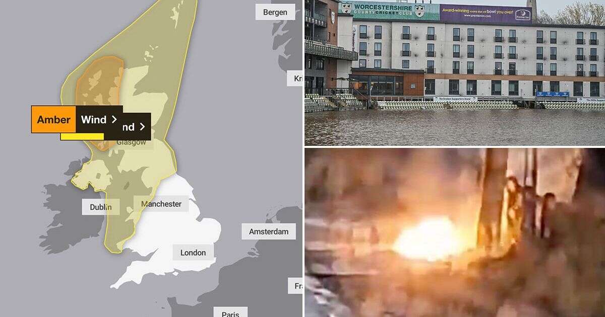 Storm Ashley: Terrifying videos show scale of mega 80mph wind as fire sparked in storm's wrath