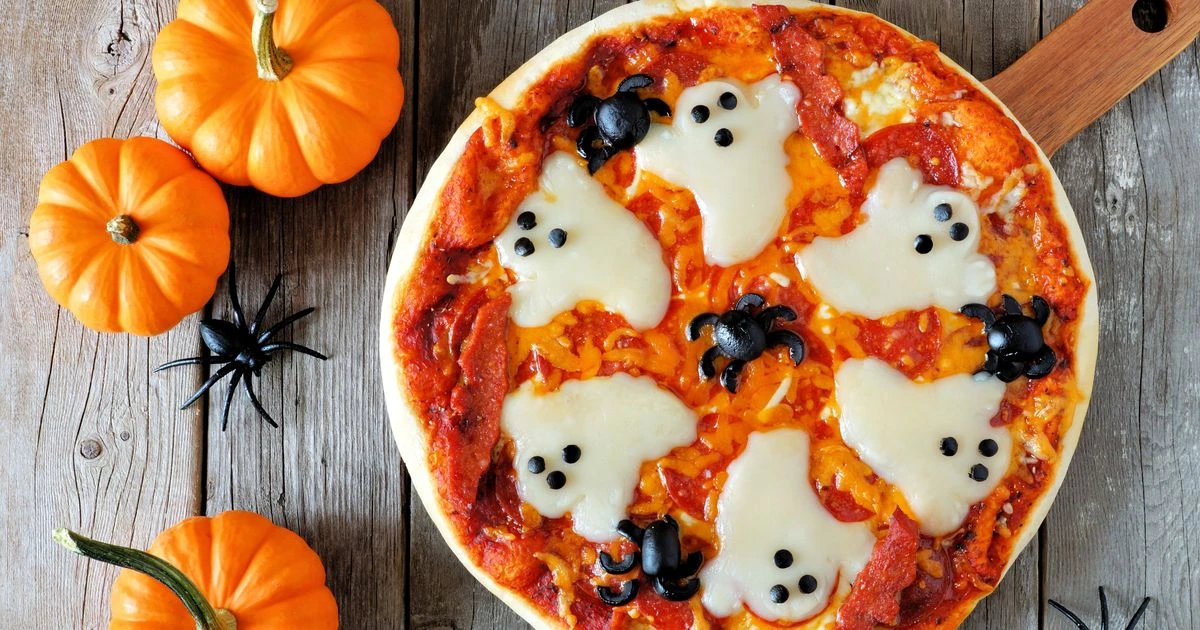 Ghoulish Halloween food ideas involving fake blood, eyes and spiders