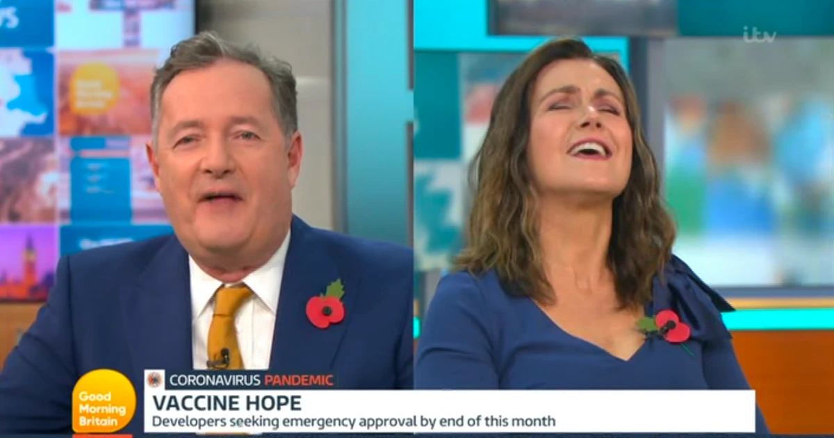 GMB’s 'frisky' Susanna Reid does saucy Harry Met Sally impression at vaccine news
