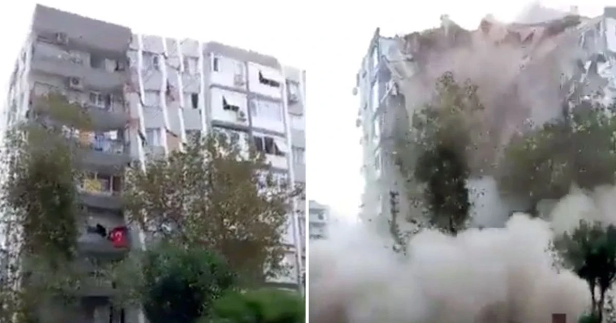 Greece-Turkey earthquake: Moment tower block crumbles to ground after deadly 7.0m quake