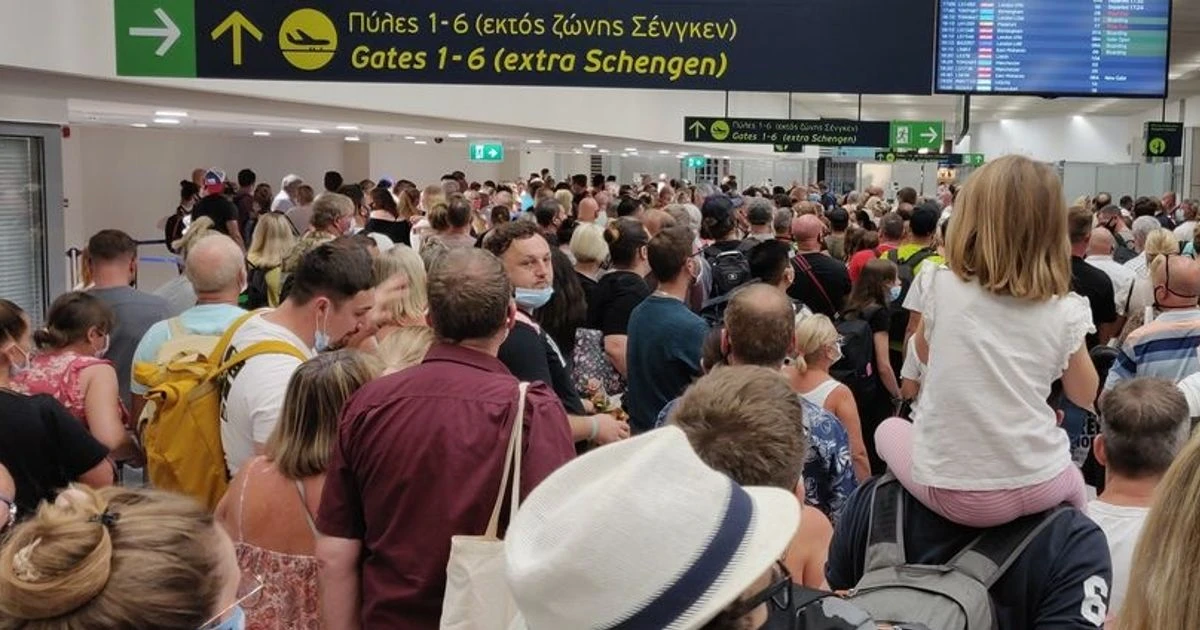 UK-bound passengers 'packed in like sardines' waiting for flight from Rhodes