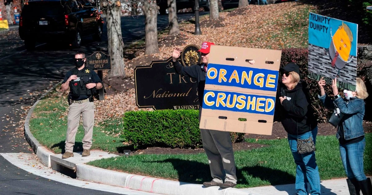 Donald Trump met with 'orange crushed' sign at golf club as Biden family attend church