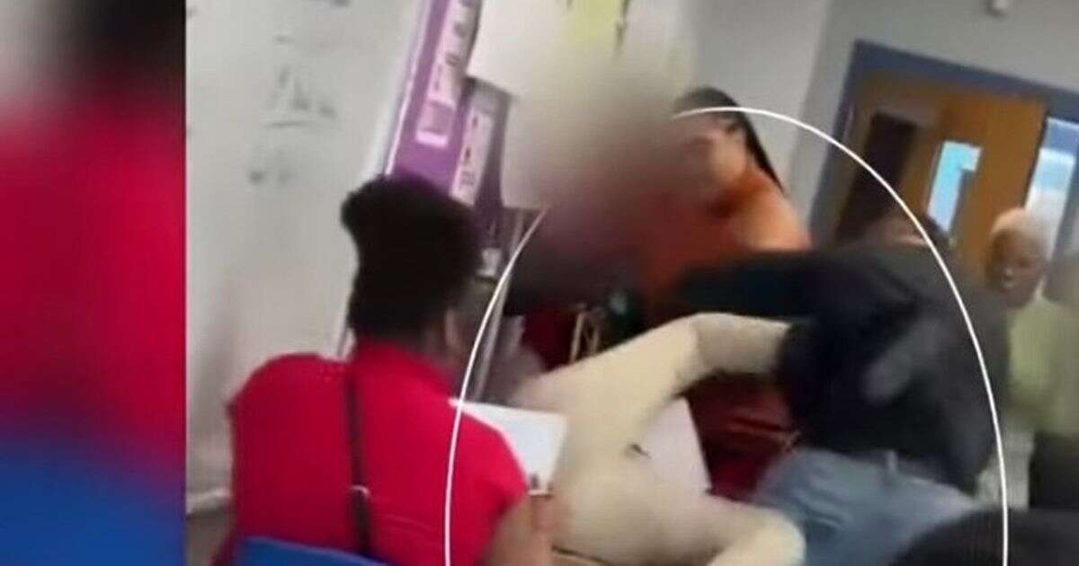 Moment male teacher fights girl, 13, after trying to stop her watching movie on her phone