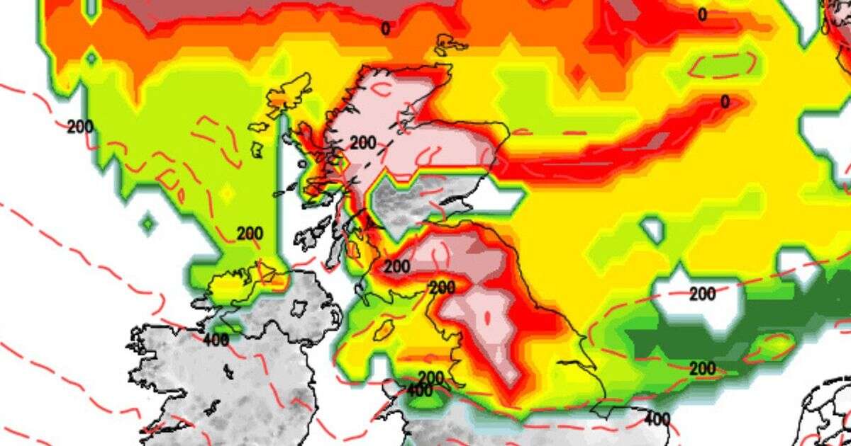 UK snow: New horror maps show brutal 445-mile wall of snow hitting Britain