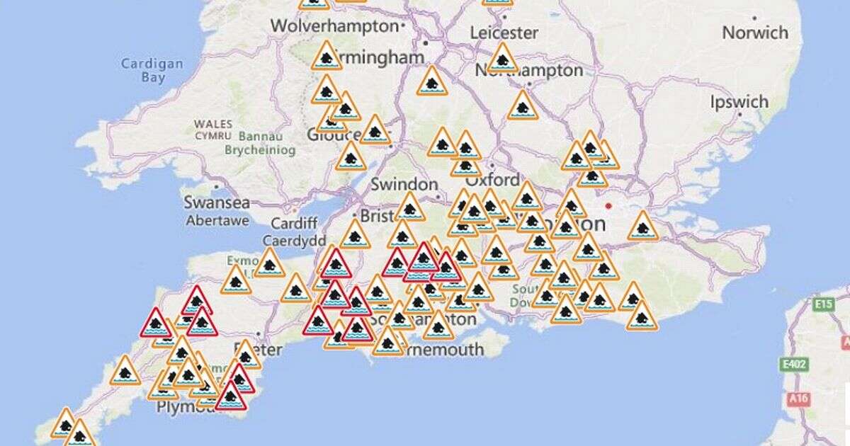 Flood warnings issued for 14 places across UK as four-inch rain deluge hits