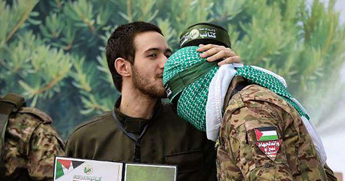 Israeli hostage kisses Hamas captors as he's freed - before revealing he 'wants a hamburger'