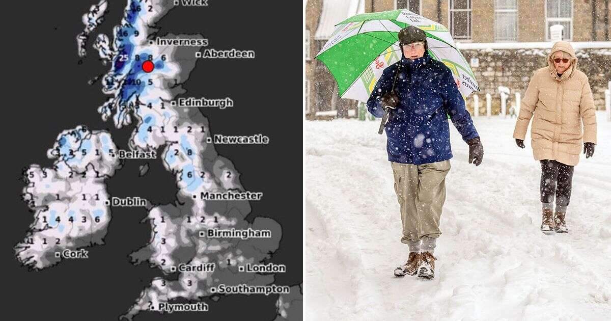 New UK snow maps show exactly when huge length of the country will go white