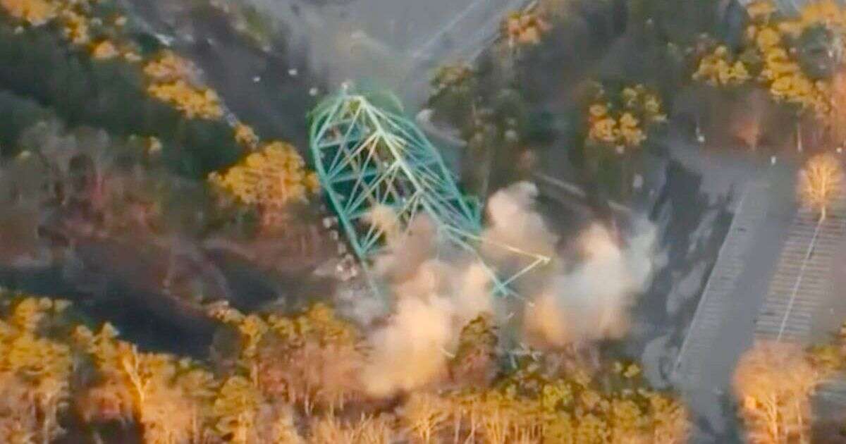 Moment world's tallest rollercoaster is blown up in series of blasts