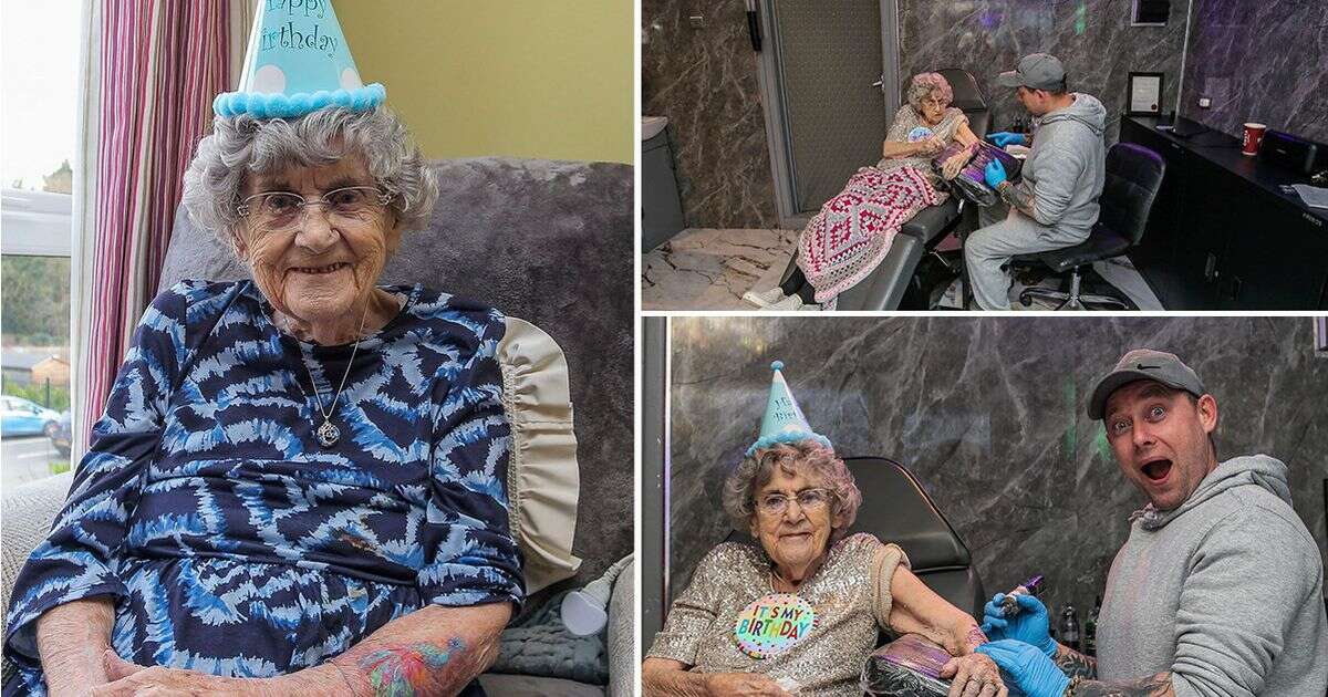 Gran gets special 100th birthday tattoo as daughter 'gives up' trying to stop it