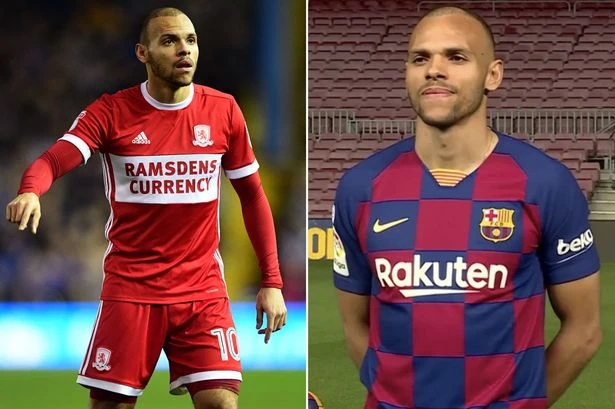 Denmark striker Martin Braithwaite went from Middlesbrough flop to Messi's team-mate