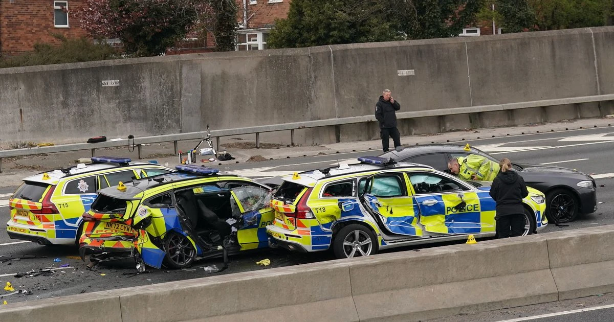 A1 crash leaves seven police in hospital after multiple vehicle smash during chase