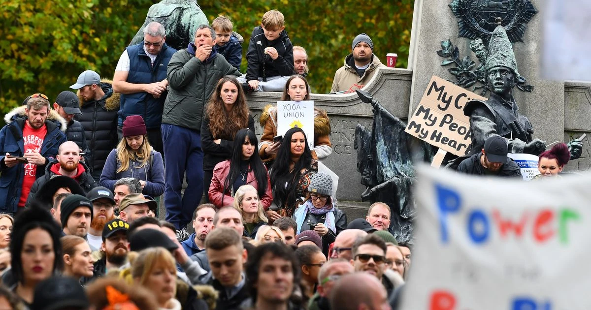 Maskless protesters descend on city centre days after new Tier 3 rules take effect