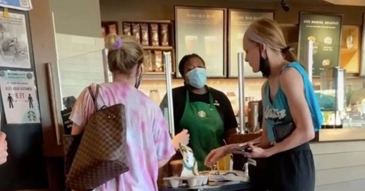 Trump supporter in Starbucks asked to put on face mask screams 'f*** Black Lives Matter'