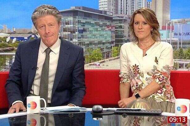 BBC Breakfast's Charlie Stayt thinks cast is 'mocking' him as he spots 'strange' image on show