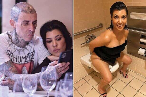 Kourtney Kardashian's husband exposes star squatting on toilet with no trousers