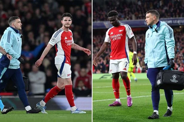Declan Rice and Bukayo Saka injury update after pair forced off vs Real Madrid