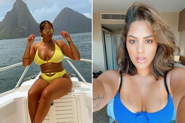 Malin Andersson parades curves in tiny cut-out bikini as she drops major wedding hint