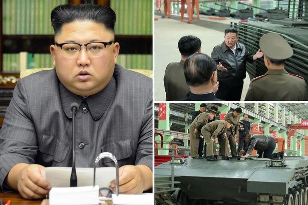 Kim Jong-un straddles massive tank and makes bold weapons claim as WW3 fears grow