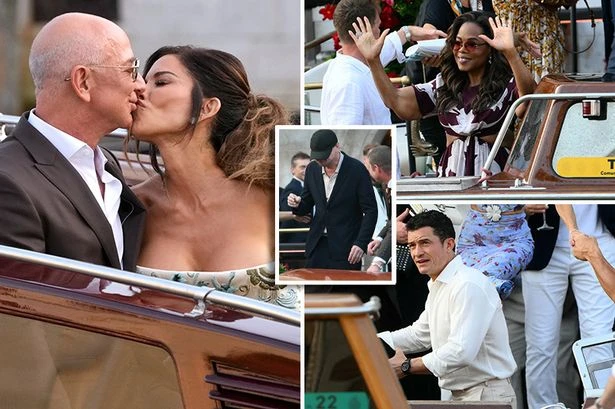 Jeff Bezos' celeb wedding guests – Kim Kardashian's bra and Leonardo DiCaprio hides face