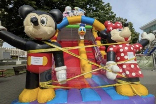 Inflatable slide sealed off as tot, 2, dies seconds after shouting 'Mummy'