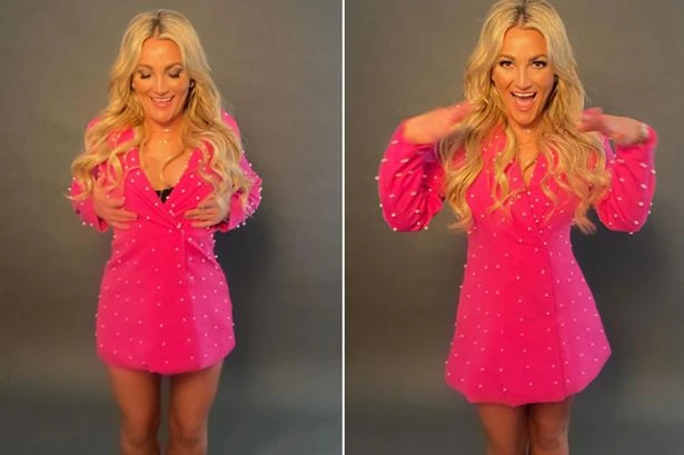 Jamie Lynn Spears playfully grabs boobs as she shows off toned figure in pink minidress