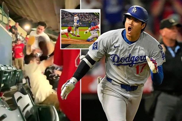 Ugly brawl at sports stadium as man knocked out by flying foot after 'joke gone wrong'