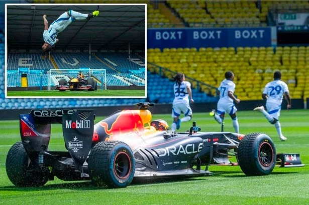 Premier League players race F1 car on pitch inside stadium as star admits 'I was scared'