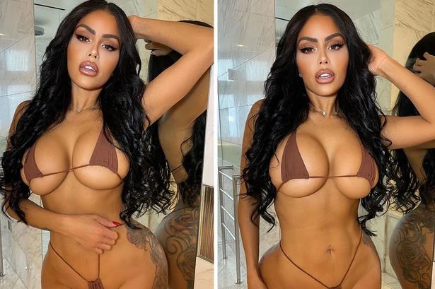 Model risks wardrobe malfunction as she flaunts curves in racy micro bikini trend
