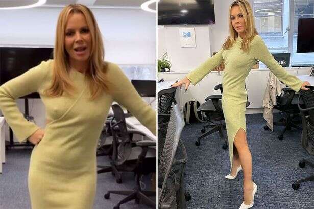 Amanda Holden, 53, goes braless in sheer cut-out dress and admits 'it's chilly'