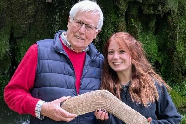Newsround legend John Craven reunite with his old sock that has now turned to stone