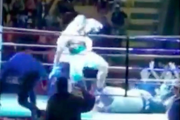 South American boxer disqualified after brutally stamping on opponent after knockdown