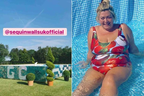 Gemma Collins unveils 'world's first' sequin-covered pool after epic bejewelling