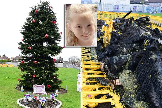Tragic Olivia Pratt-Korbel's memorial goes up in flames as mum blames children