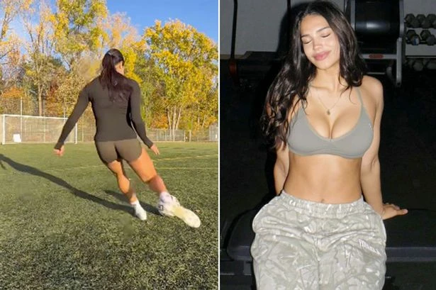 'Queen of football' shows off skills as fans beg to practice finishing with her