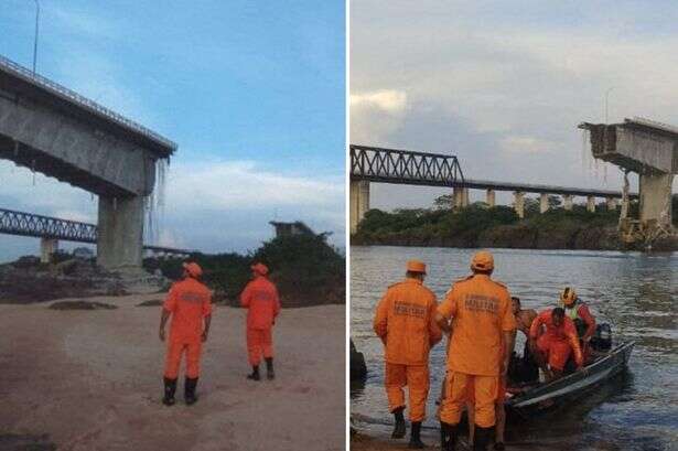 Freak moment huge bridge collapses during news report about it