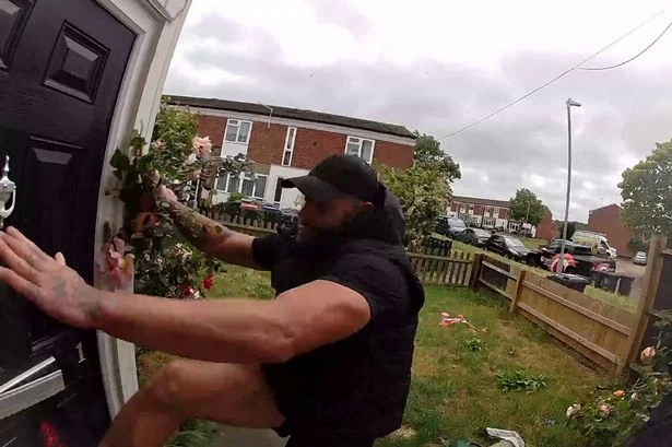 Terrifying moment brothers smash woman's home and tear off doorbell in broad daylight