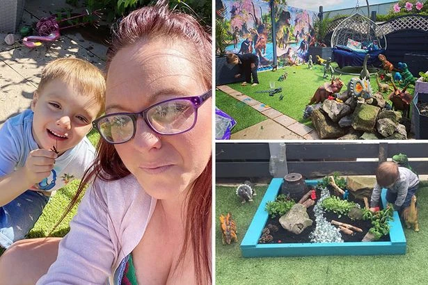 Mum saves more than £4k on epic 'Dinoland' garden for son using Facebook bargains
