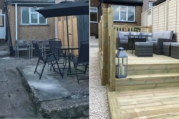 DIY couple save over £1,000 turning stone backyard into epic seating space