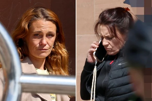 Two women caught performing 'disgusting' sex act in shop doorway as kids walked to school