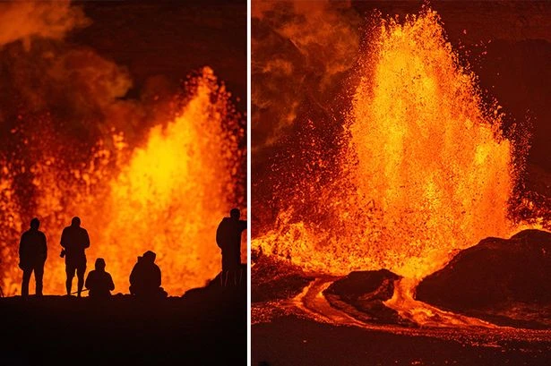 Lava-spewing volcano provides 'beautiful display of nature' as epic eruption captured