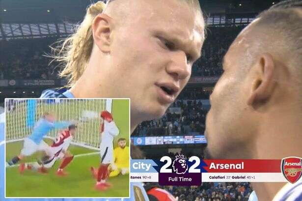 Erling Haaland 'throws ball at Arsenal players head' and then clashes with duo