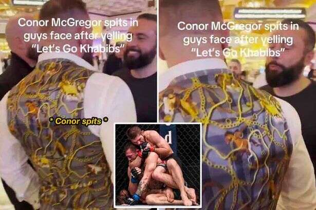 Conor McGregor spits in Khabib Nurmagomedov fan's face and taunts 'what do you do - nothing'