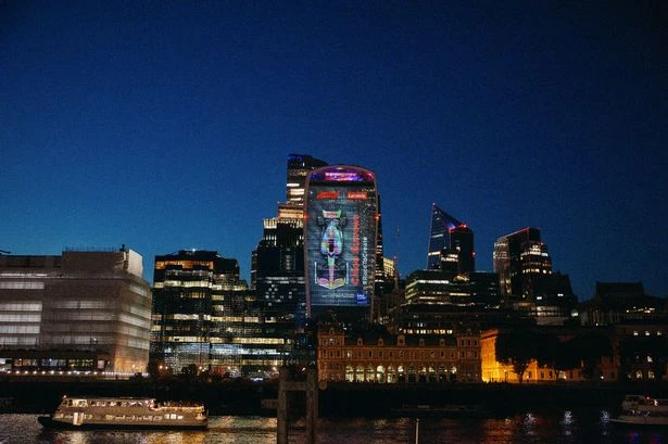 Walkie Talkie building in London dazzles with F1 livery projection as UK's fan base grows