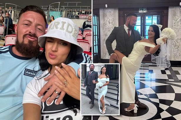 Oasis-loving newlyweds headed to Wembley after saying 'I do' in 15-min ceremony