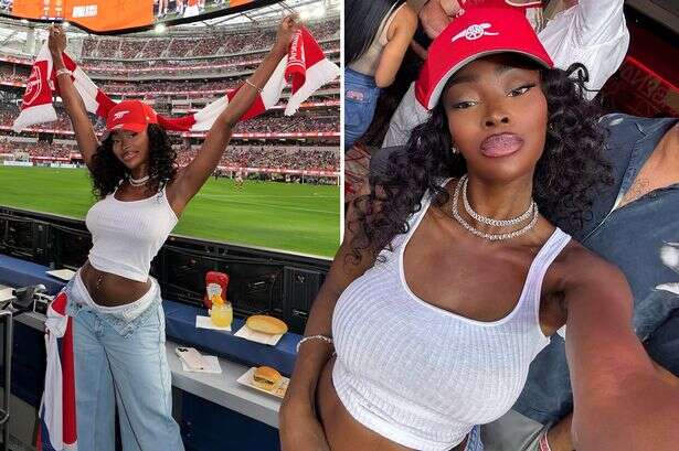 Fans say 'hot girls support Arsenal' as newly single Netflix star wows in stands