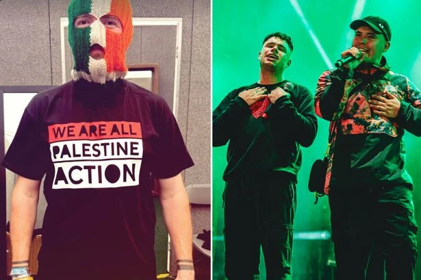 Kneecap star wears Palestine Action t-shirt and balaclava ahead of Glasto gig