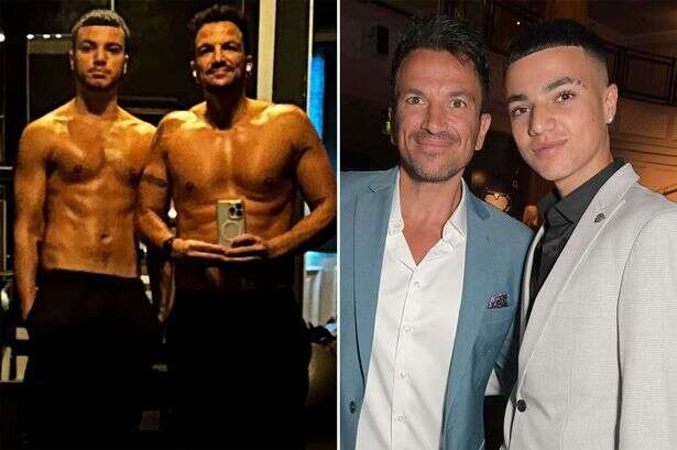 Peter Andre, 51, shows off incredible physique as he poses shirtless with son Junior, 18